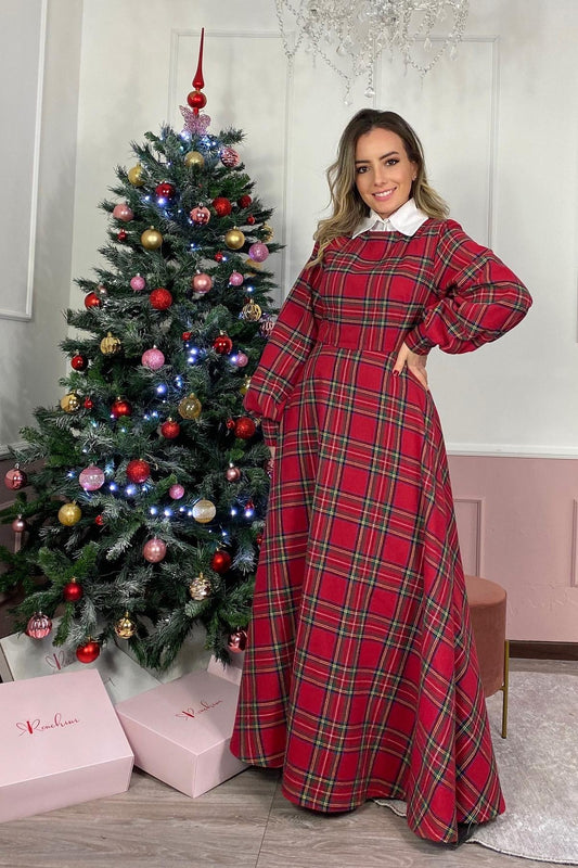 Abito lungo in tartan rosso - Romantic Christmas