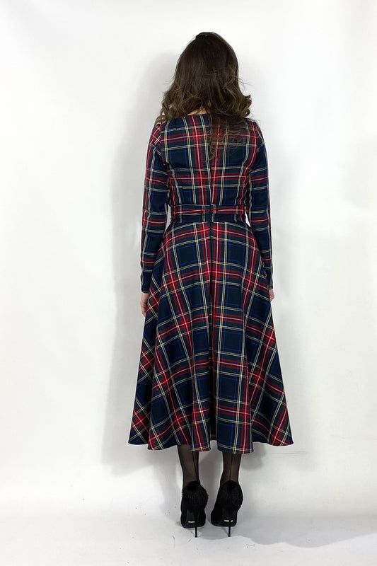 Abito midi in tartan nero - Black Bells