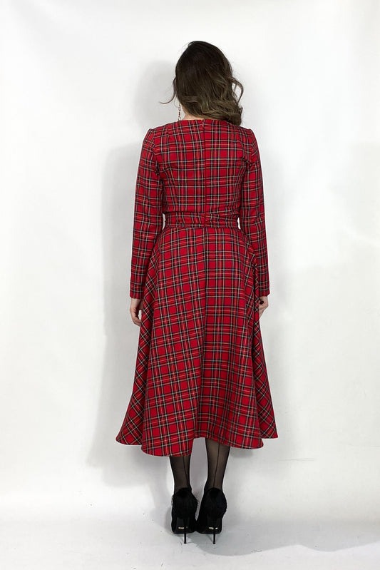 Taglia 38 - Abito midi in tartan rosso - Christmas Flower