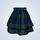 Minigonna a balze arricciate in tartan verde e blu